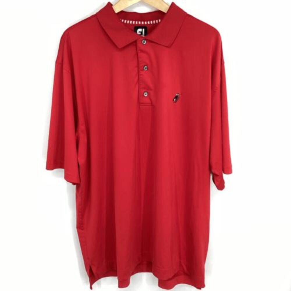 Mens FootJoy Drifit Golf Polo Red 2XL‎